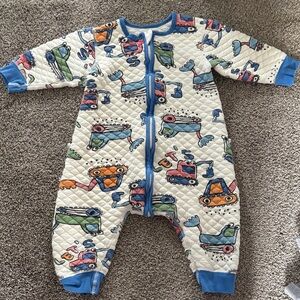 Quilted Footie One-Piece sleepbag pajamas with Vehicle Print size 2-3 100%cotton